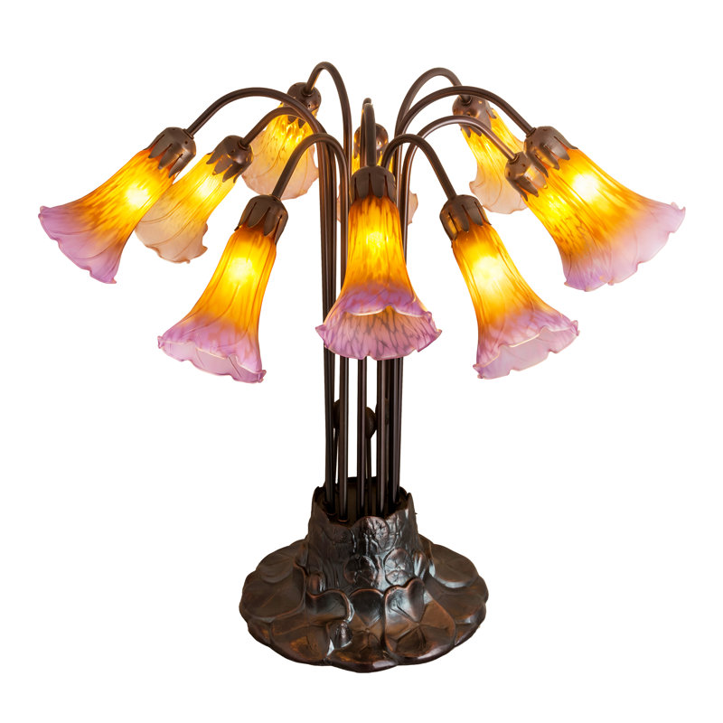22"H Amber/Purple Pond Lily 10 LT Table Lamp