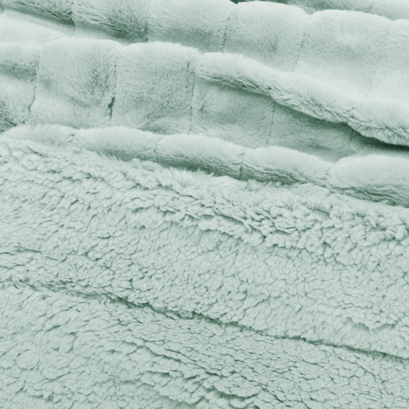 Tile Blue Faux Fur Sherpa Throw Blanket, 50" x 60"