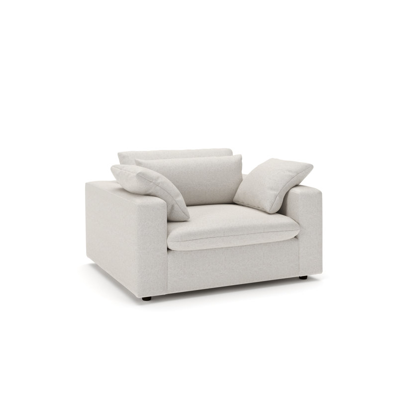 Remy Upholstered Chair and a Half, Macarena Light Gray Basketweave