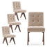 Turfed Linen Upholstered Dining Chair Armless Parsons Side Chair With Solid Wood Legs