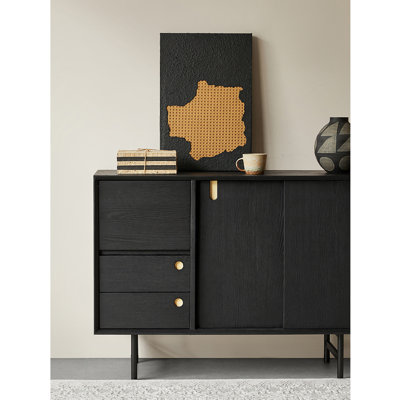 Buffet décoratif noir en bois massif