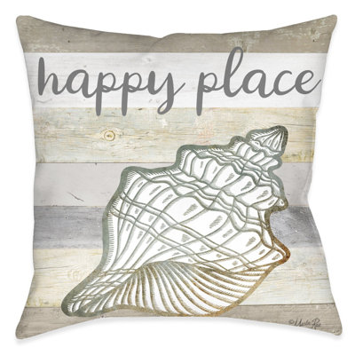 Ocean Vibes Natural Conch Reversible Throw Pillow