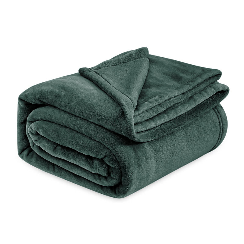 Luxury Mink Fleece Blanket - Ultra Soft, Warm & Lightweight Throw, 130cm W x 150cm L, Green Emerald