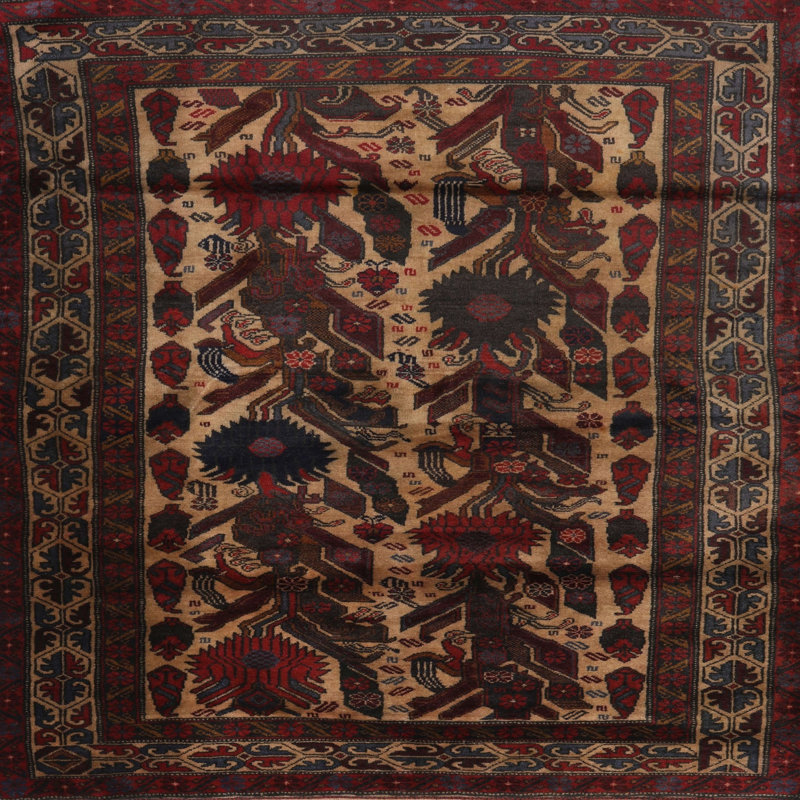 Tapis rouge à motif sud-ouest, Carré 8 pi