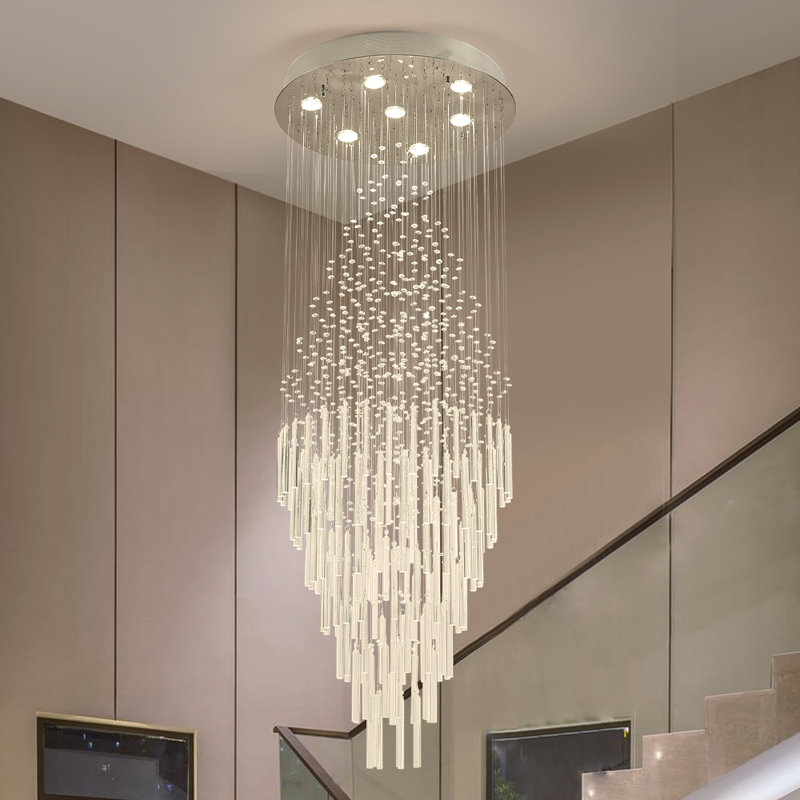 Yazzie 7 - Light 24"W Statement Modern silver Chandelier with Crystal Accents for Living Room(64.5" Height)