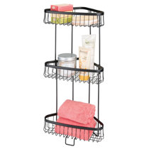 mDesign Metal Hanging Shower Door Caddy, Bathroom Storage Organizer, Graphite