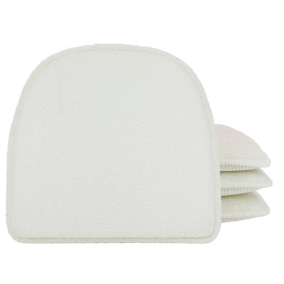 Klear Vu The Gripper Non Slip Chair Cushions, Soft & Comfortable Seat Pads, for Kitchen, Dining or Office, Fleece White,Set of 4