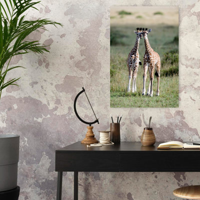 Masai Giraffes Giraffa Camelopardalis Tippelskirchi In A Forest Masai Mara National Reserve Kenya Abstract Contemporary Forest Landscape Art