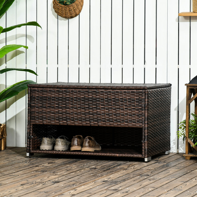 Deck Box: Keep Your Outdoor Space Organized. Pe , Brown, 66 Lbs Capacity Box For Use: Store Various Items. Hydraulic