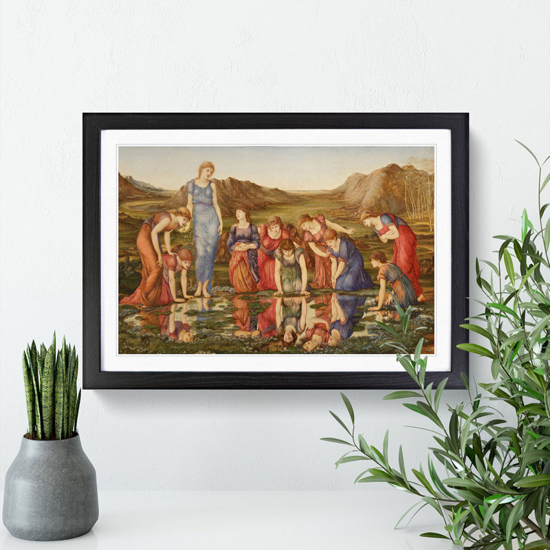 The Mirror of Venus by Edward Burne-Jones - Picture Frame Painting on MDF, 48cm H x 65cm W x 2cm D, Black Framed