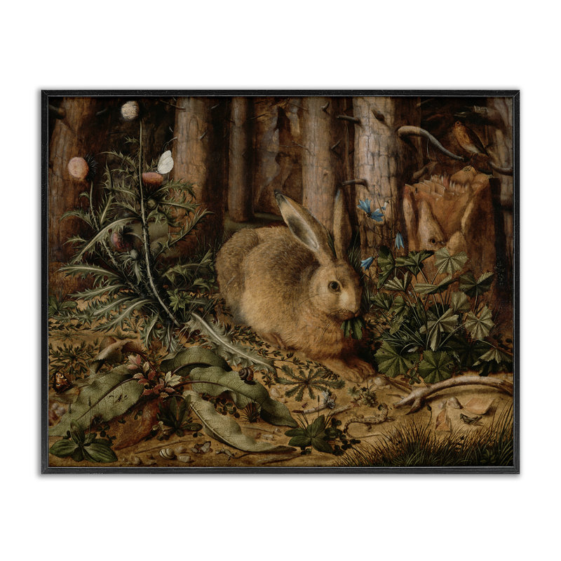 Lapin dans le feuillage de la forêt, estampe numérique, conception par Arlington Prints, H 11 po x l 14 po