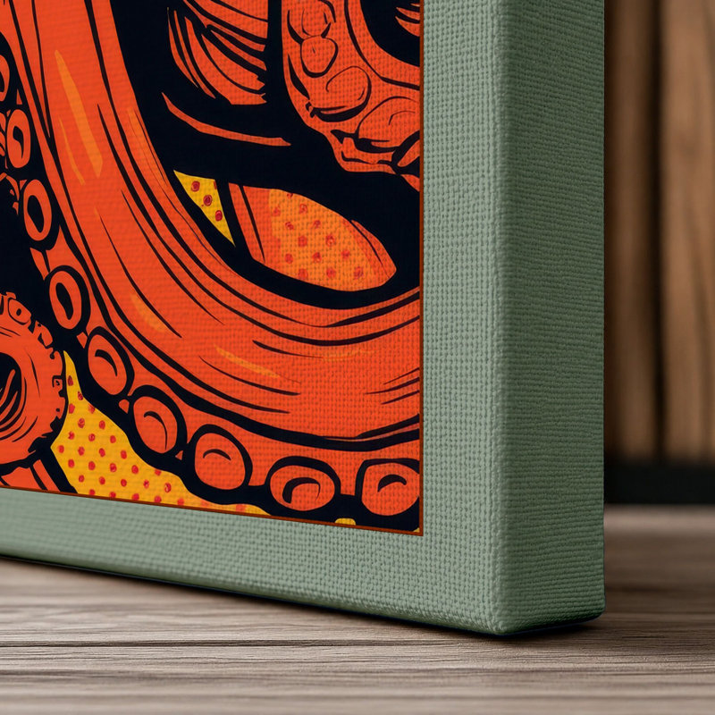 Dynamic Octopus Graphic - Wrapped Canvas, 36x24 - 91.4 x 61.0 cm, Sage Border