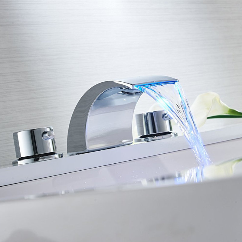 Widespread 2-handle Bathroom Faucet with Drain Assembly, Polished Chrome