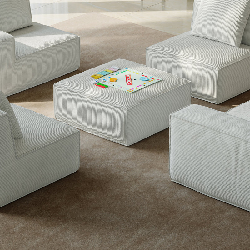 Sectional Sofa Ottoman , Cream, Cream, 15" H x 41.5" W x 31.5" D