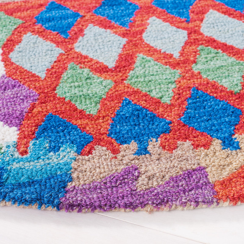 Tapis rouge / bleu Horwich 406, Rond 7 pi