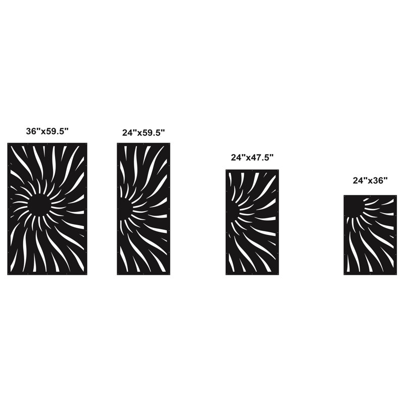 Half Sun Aluminum Laser-Cut Privacy Screen Panel  – Powder-Coated Outdoor Metal Wall Art, Decorative Garden Fence Privacy Divider