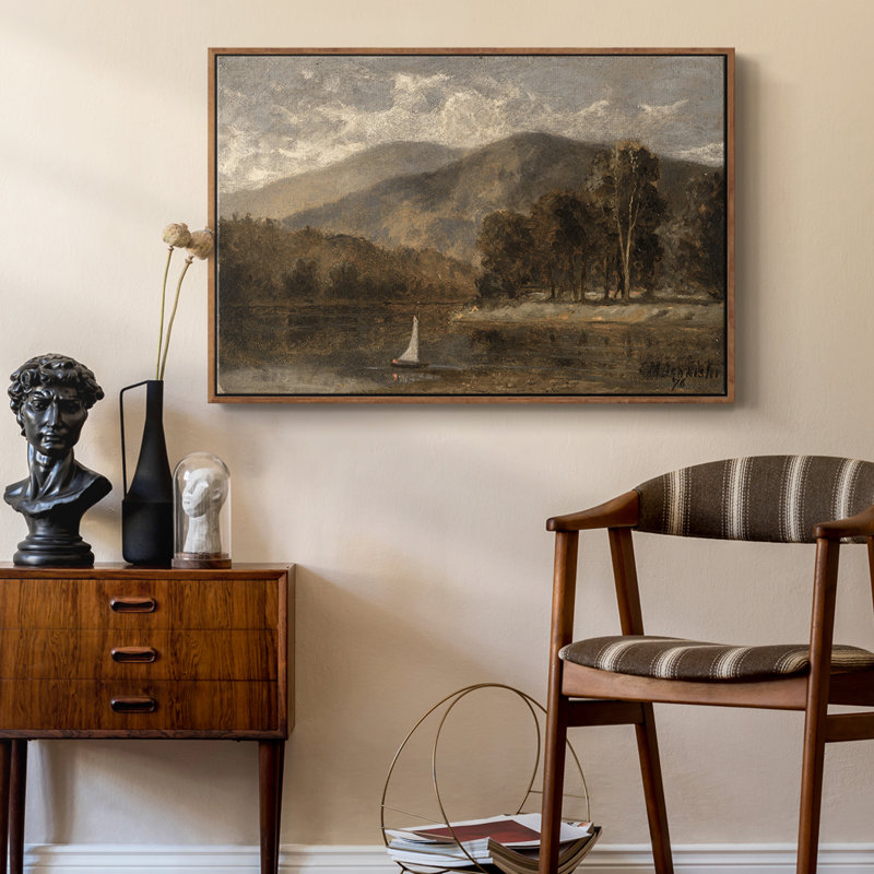 Paysage rétro - DCL XXXVII, Toile encadrée noyer flottant, H 17 po x l 25 po x P 2 po