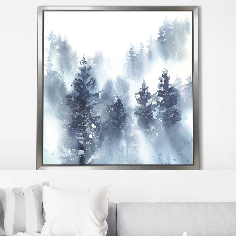 «Misty Forest II (Square)» par Katrina Pete, reproduction, H 21,5 po x l 21,5 po x P 2 po, Cadre flottant argent