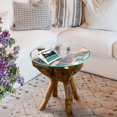 Vinit Glass Top End Table