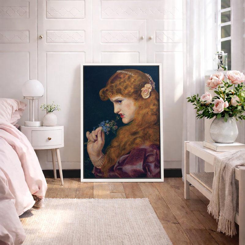 Art pré-raphaélite avec fleurs, photos de portrait classique, impression sur toile encadrée, H 36 po x l 24 po x P 1,5 po