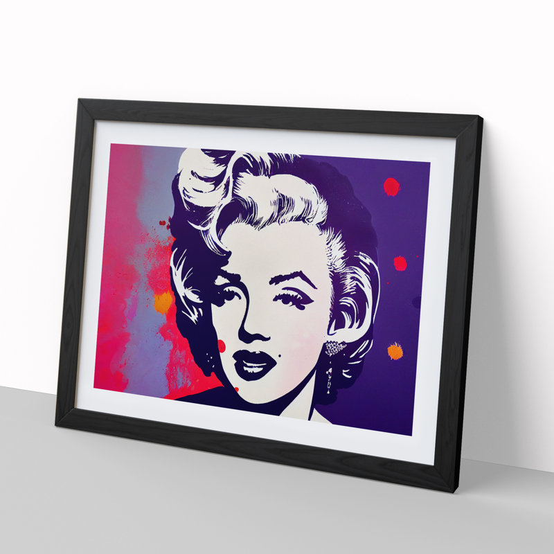 Pop Marilyn Monroe Vol.2 Abstract - Single Picture Frame Print, 46cm H x 64cm W x 2cm D, Black