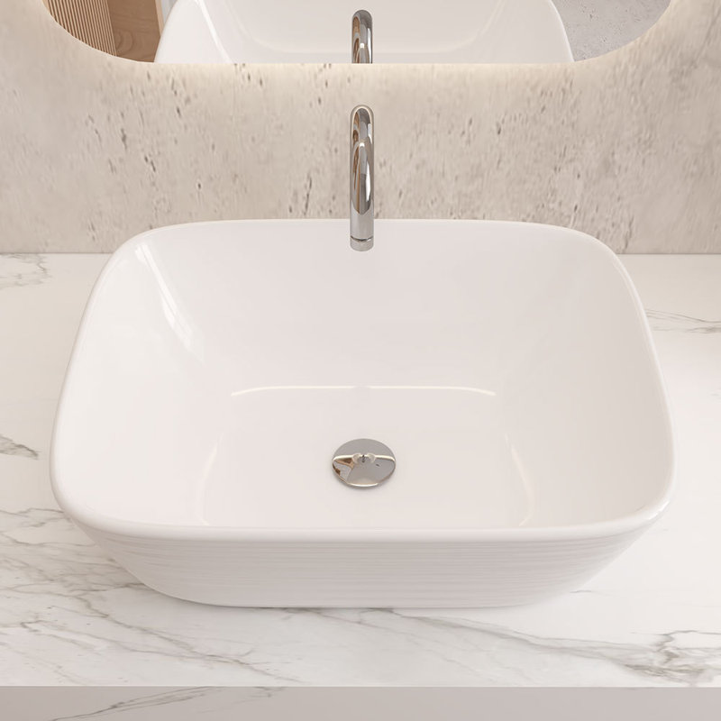 17 Stories Mikaylah 505mm L x 385mm W White Ceramic Rectangular Sink with Overflow