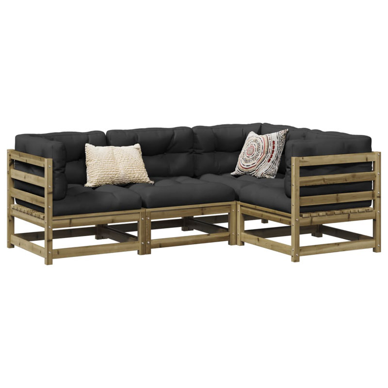 vidaXL Garden Lounge Set Outdoor Lounge Set Corner Sofa Couch Solid Pinewood, Natural impregnated