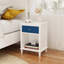 Table de chevet en bois 26,77 po de hauteur avec un tiroir et une tablette pour enfants, adultes, bleu marine et poignée dorée