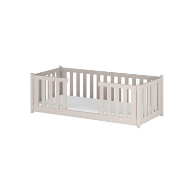 Wooden Single Bed Ferro 90x190cm - Elegant Low Profile with High Guard Panels