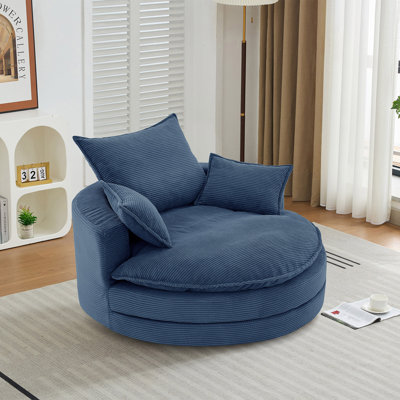 Lasean 57.5" Upholstered Swivel Barrel Chair