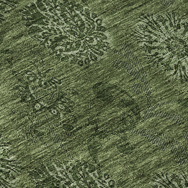 Premium Machine Washable Prisco Olive Rug, Rectangle 10' x 14'