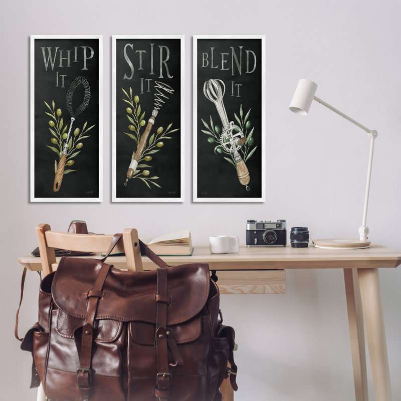 Ustensiles de cuisine et phrases par Cindy Jacobs 3 - Pièces sur toile, Giclée encadrée blanc bord de mer