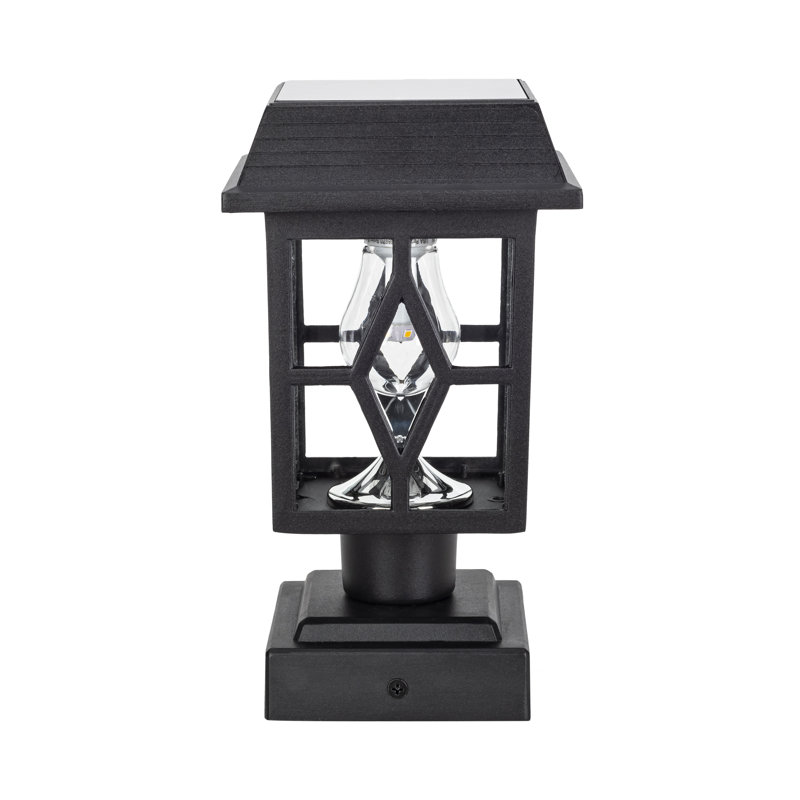  Black 2 -Light 9" H Solar Powered and Pier Mount Light