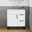 Ensemble de meuble-lavabo 31,5 po avec lavabo, armoire avec 1 porte et 2 tiroirs, poignée en métal noir, pieds noirs, charnière à fermeture en douceur, armoire de salle de bain Mordern, lavabo en céramique, assemblage facile