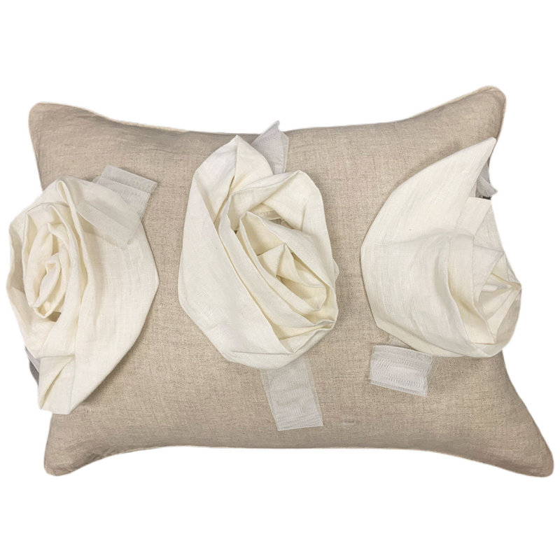 Lino Deco Rose Lumbar Pillow