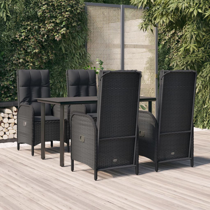 Ensemble repas extérieur pour 4 personnes Cadejah Square, Noir, Noir
