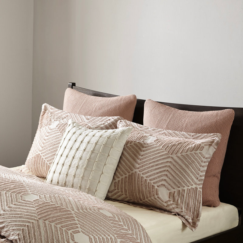 Édredon double / grand en coton et rosé - literie élégante réversible à la mode, Édredon grand et 2 taies décoratives