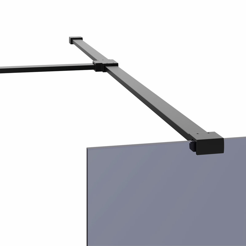 Matte Black Walk In Shower Enclosure Wet Room Grey Glass Screen Pack 1400mm and 700mm Panels