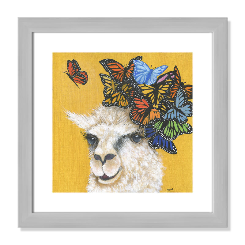 Art sur toile llama, H 18 po x l 18 po x P 0,625 po, Cadre argenté