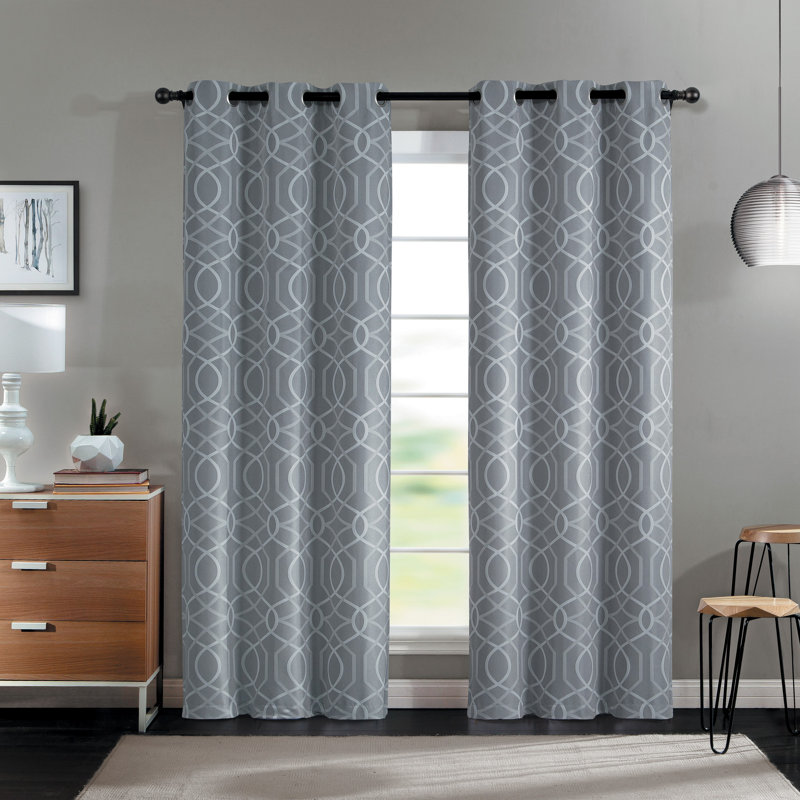 Gracija Semi Sheer Curtain Pair, Taupe, 38" W x 96" L