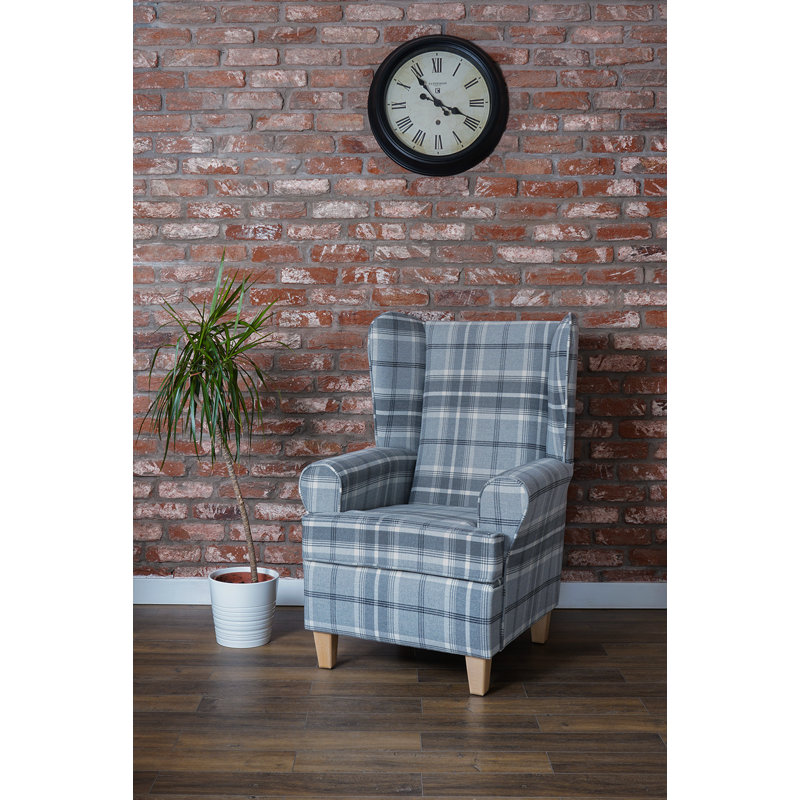 Bartee Wingback Chair, Dark Grey/White