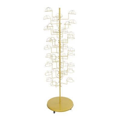 Heavy-Duty Iron Hat Tower for Baseball & Cowboy Hats, 35-Position Spinning Retail Rack, 68.90" H