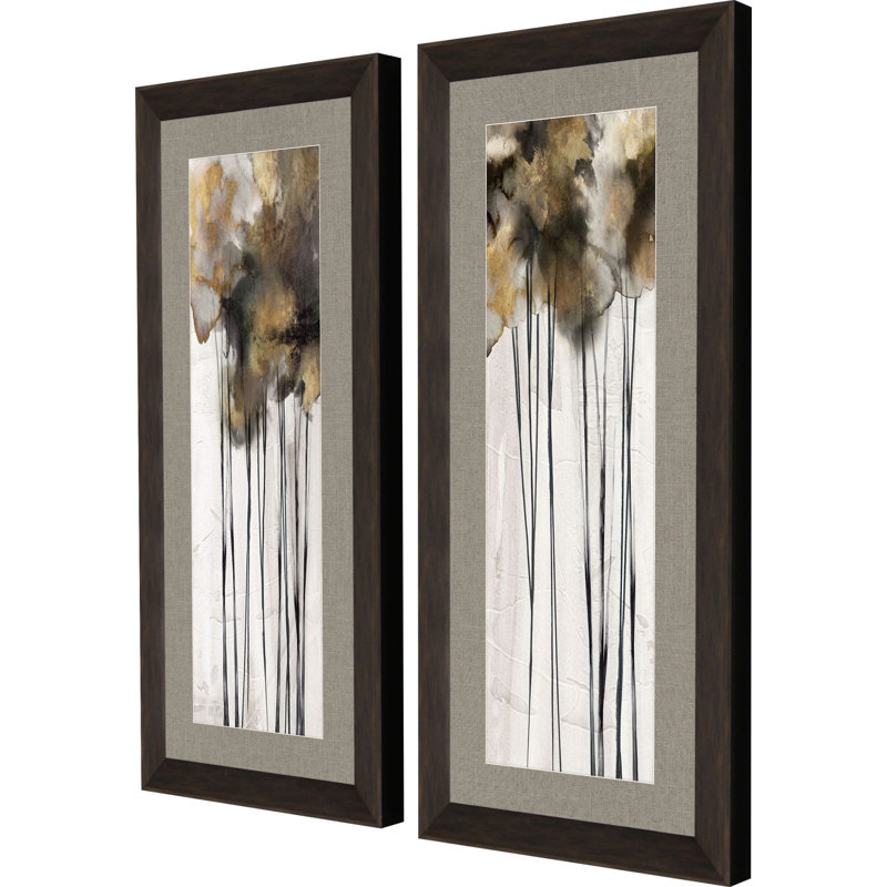 Inky Trees Set of 2 Dark Wood Framed Art