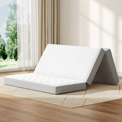 Matelas pliable en trois de 10 cm (4 po) en mousse à mémoire de forme, format standard, mi-ferme