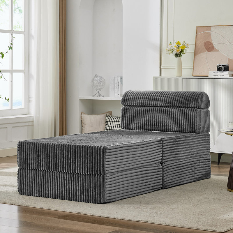 Ensemble de chaises sans os 35,4 po en velours côtelé avec repose-pieds et poche de rangement Sisler, Velours côtelé vert