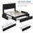 Avelle Vegan Leather Metal Platform Storage Bed with 3 Storage Drawers and Built-In USB Ports-866905213-871123725