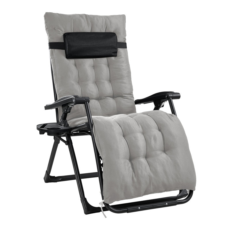 Zero Gravity Outdoor Recliner with Seat Cushion & Headrest, Grey