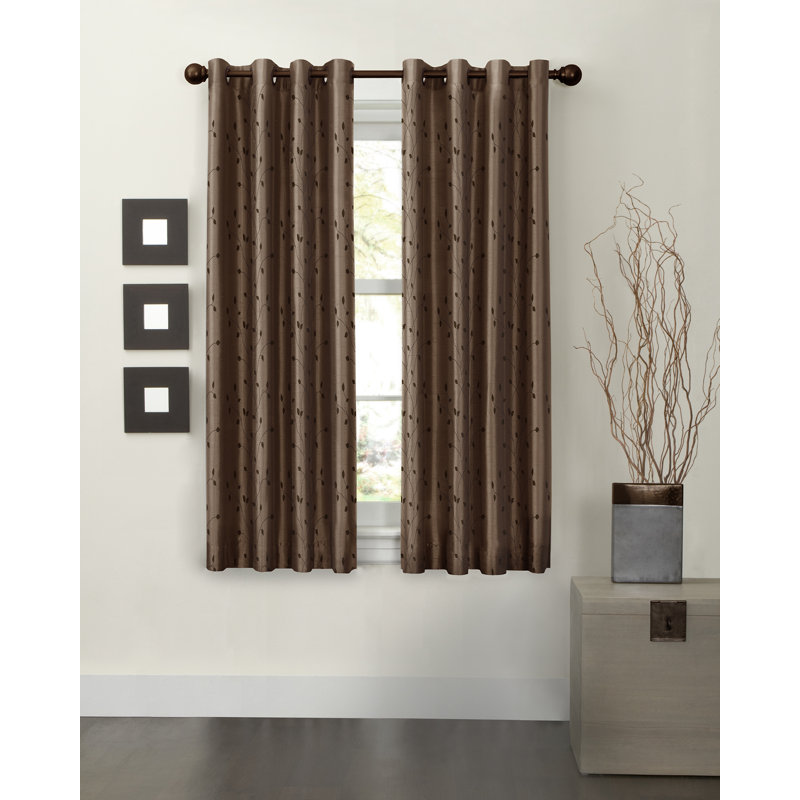 Besteiro Faux Silk Blackout Curtain Single Panel, 54" W x 63" L, Mocha