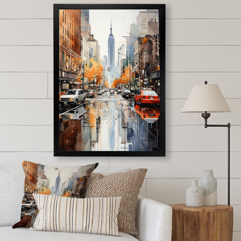 Collage sur toile Mauree New York, H 32 po x l 24 po x P 1 po, Cadre photo noir