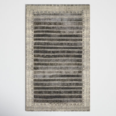 Boden Charcoal Ivory Striped Outdoor Rug
